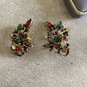 Vintage clip on earrings in‎ fall colors